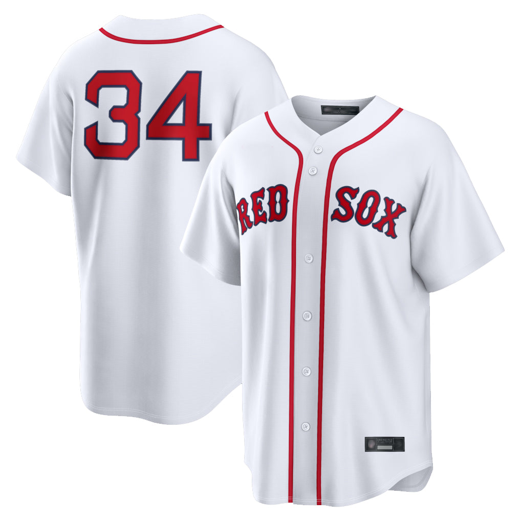B.Red Sox #34 David Ortiz Player White Home Game Qdoa Stitched Jerseys