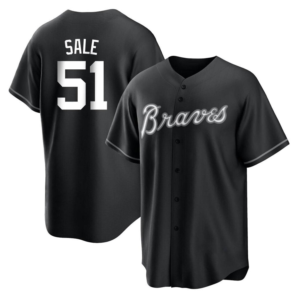 A.Braves #51 Chris Sale Player Black Home Game Qdoa Stitched Jerseys