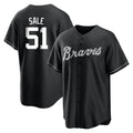 A.Braves #51 Chris Sale Player Black Home Game Qdoa Stitched Jerseys