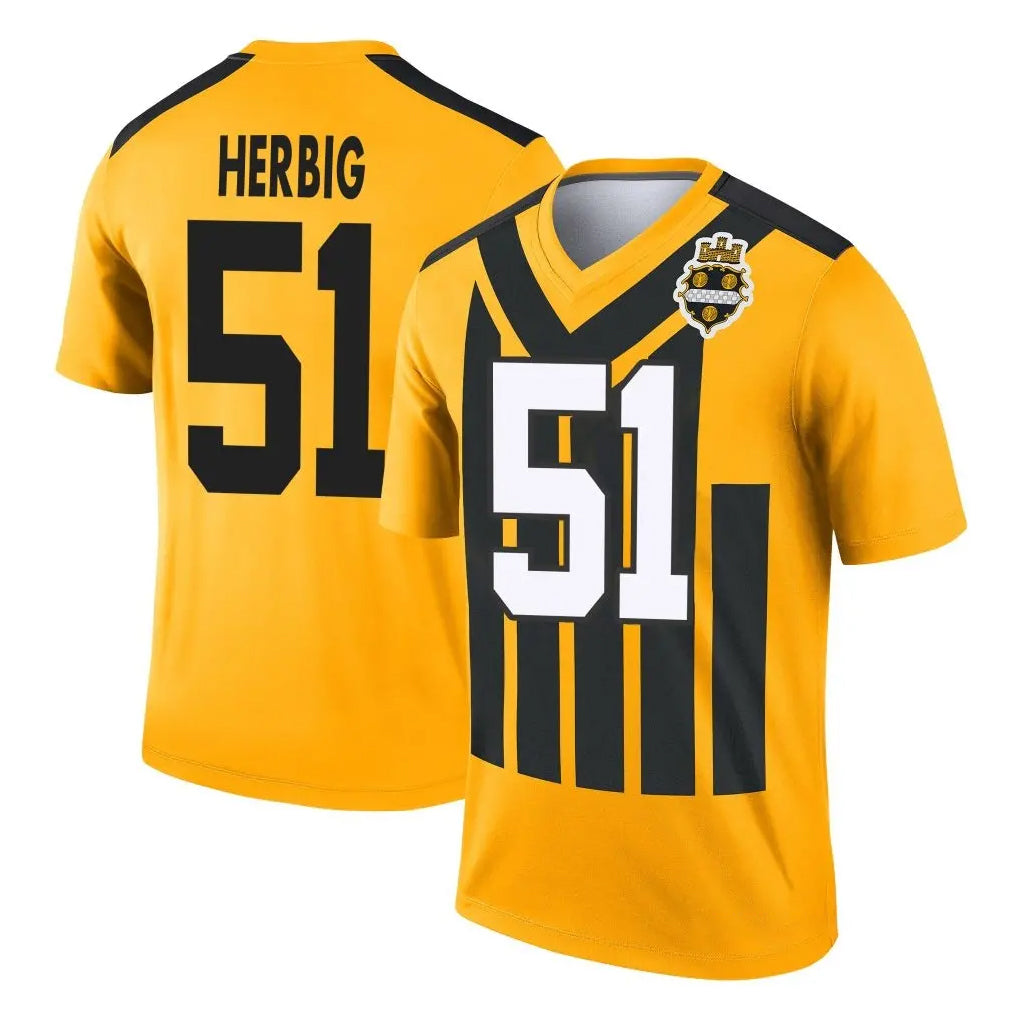 P.Steelers #51 Nick Herbig Player Gold Legend Limited 1933 Throwback Performance Home Game Qdoa Stitched Jerseys
