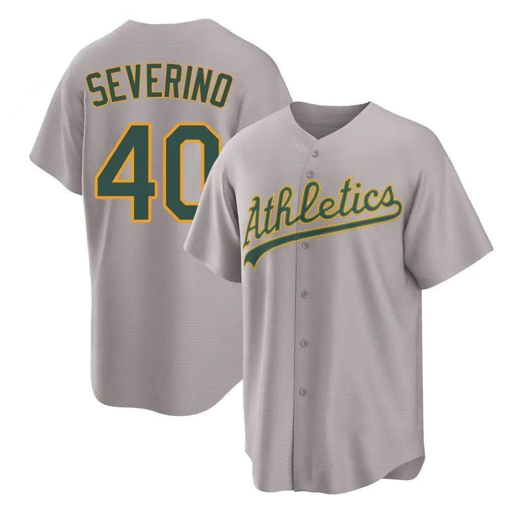 Athletics #40 Luis Severino Player Gray Home Game Qdoa Stitched Jerseys