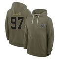 D.Cowboys #97 Kenny Clark Player Olive Salute to Service Pullover Hoodies Limited Qdoa Stitched Jerseys