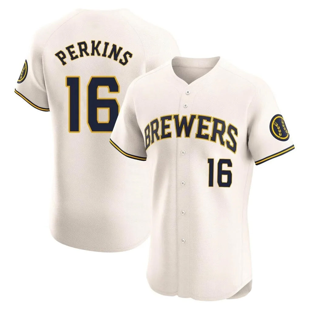 M.Brewers #16 Blake Perkins Player Cream Home Limited Elite Qdoa Stitched Jerseys