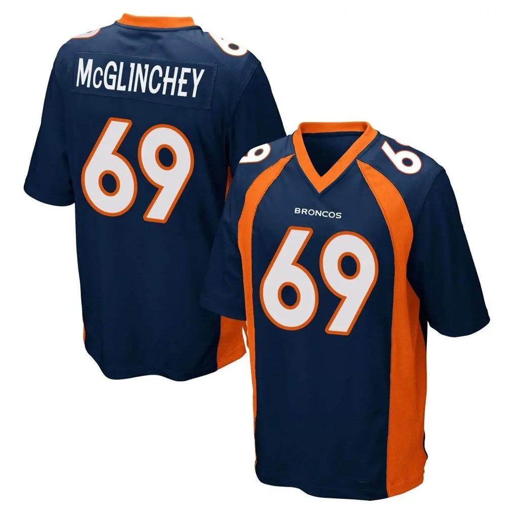 D.Broncos #69 Mike McGlinchey Player Navy Game Qdoa Stitched Jerseys