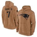 NE.Patriots #7 Carlton Davis III Player Brown Salute to Service Pullover Hoodies Limited Game Qdoa Stitched Jerseys