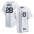 D.Tigers #28 Javier B¨¢ez Player White Home Game Qdoa Stitched Jerseys