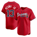 A.Braves #13 Ronald Acuna Jr Player Red Limited Home Game Qdoa Stitched Jerseys