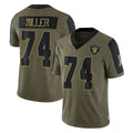 LV.Raiders #74 Kolton Miller Player Olive Salute To Service Limited Game Qdoa Stitched Jerseys