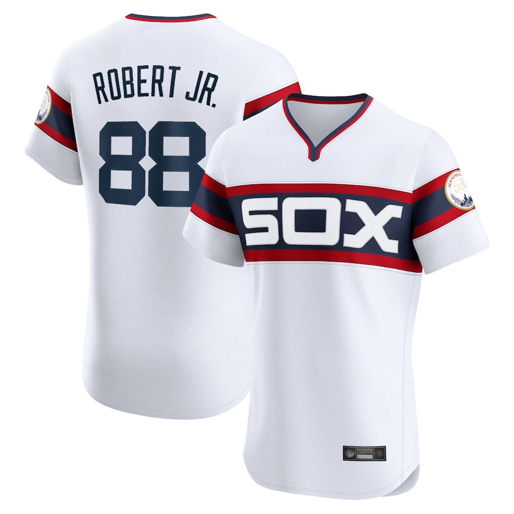 C.White Sox #88 Luis Robert Jr Player White T-shirt Limited Elite Home Qdoa Stitched Jerseys