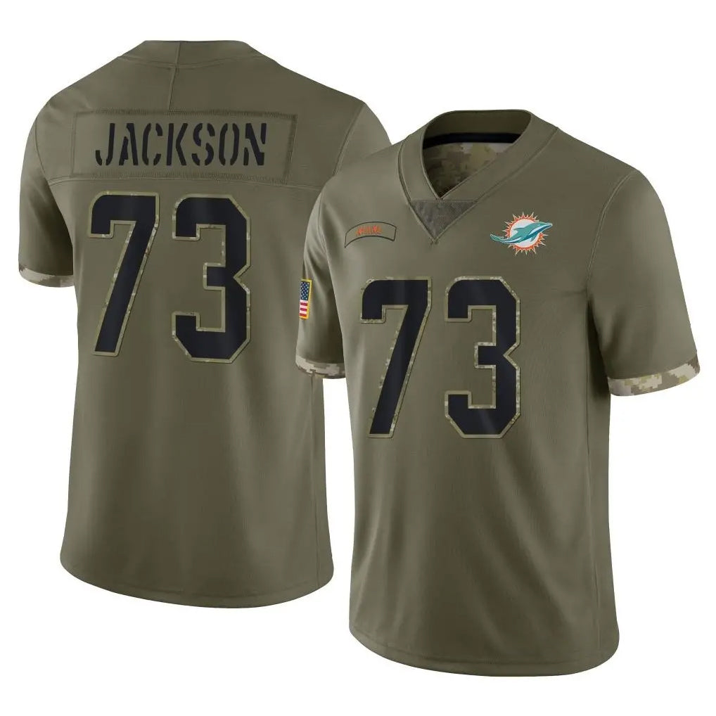 M.Dolphins #73 Austin Jackson Player Olive Salute To Service Limited Qdoa Stitched Jerseys