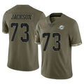 M.Dolphins #73 Austin Jackson Player Olive Salute To Service Limited Qdoa Stitched Jerseys