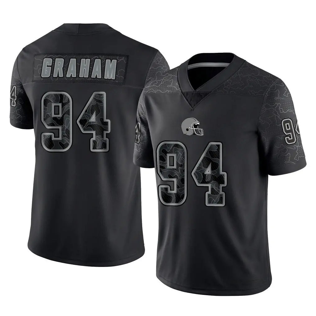 C.Browns #94 Mason Graham Player Black Reflective Home Game Qdoa Stitched Jerseys