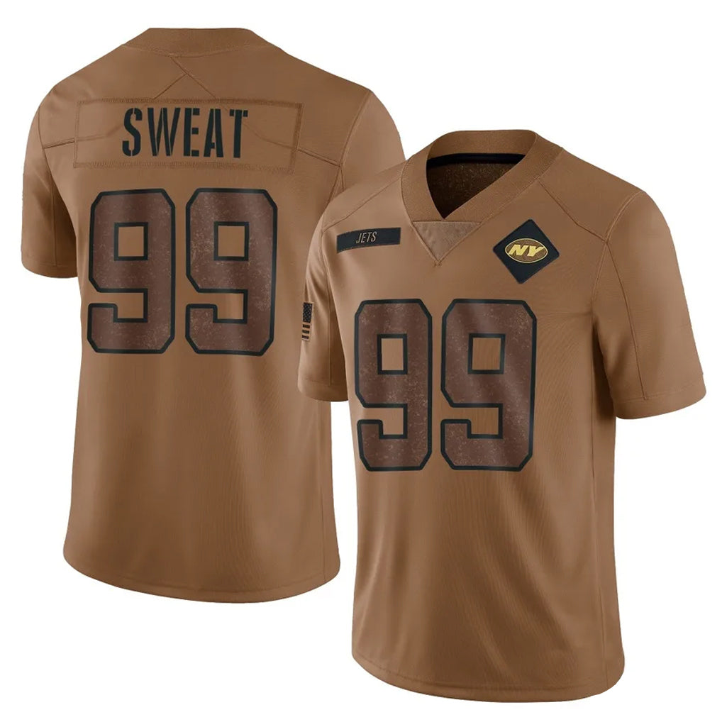NY.Jets #99 T'Vondre Sweat Player Brown Salute To Service Limited Qdoa Stitched Jerseys