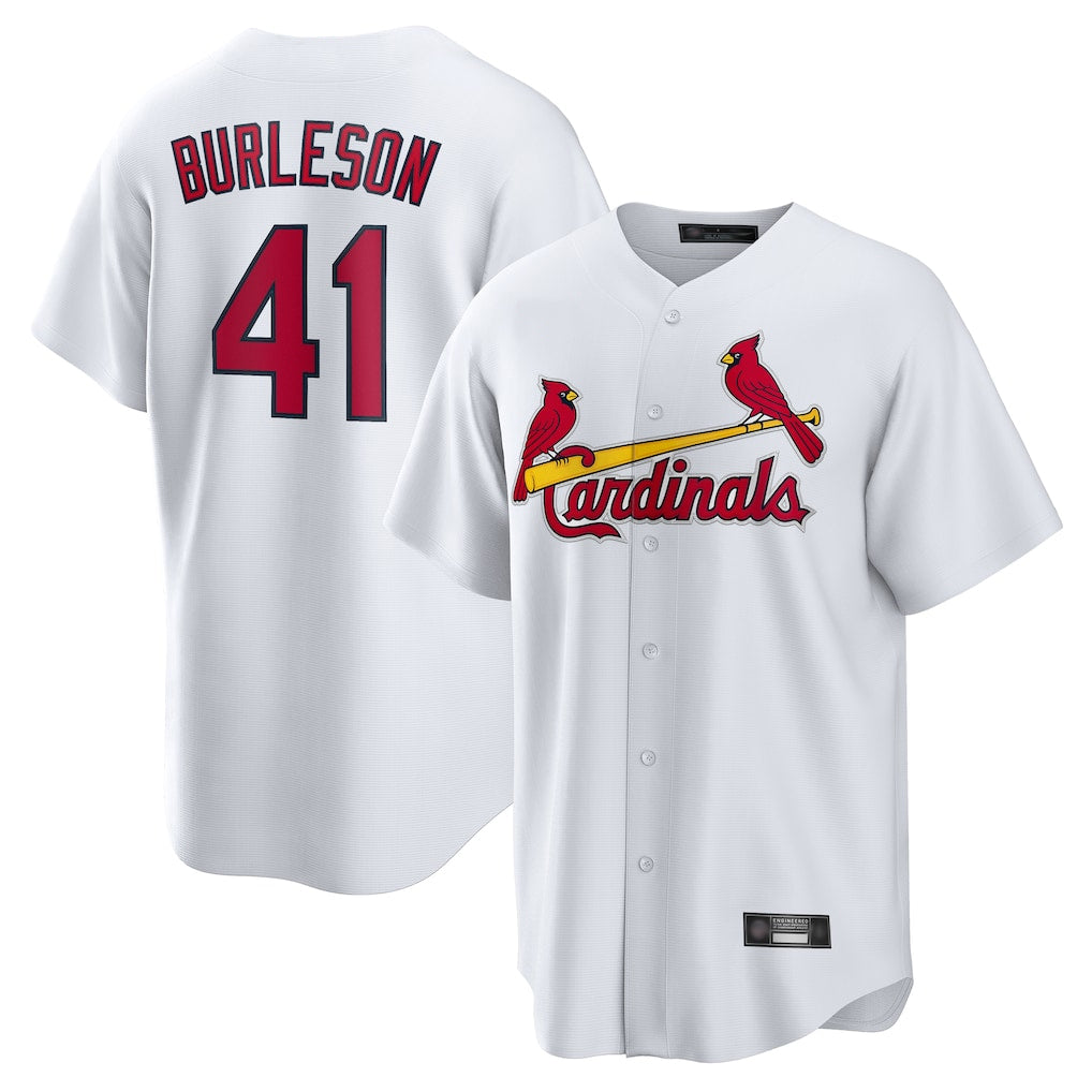 St. Louis Cardinals #41 Alec Burlesona Player White Home Game Qdoa Stitched Jerseys