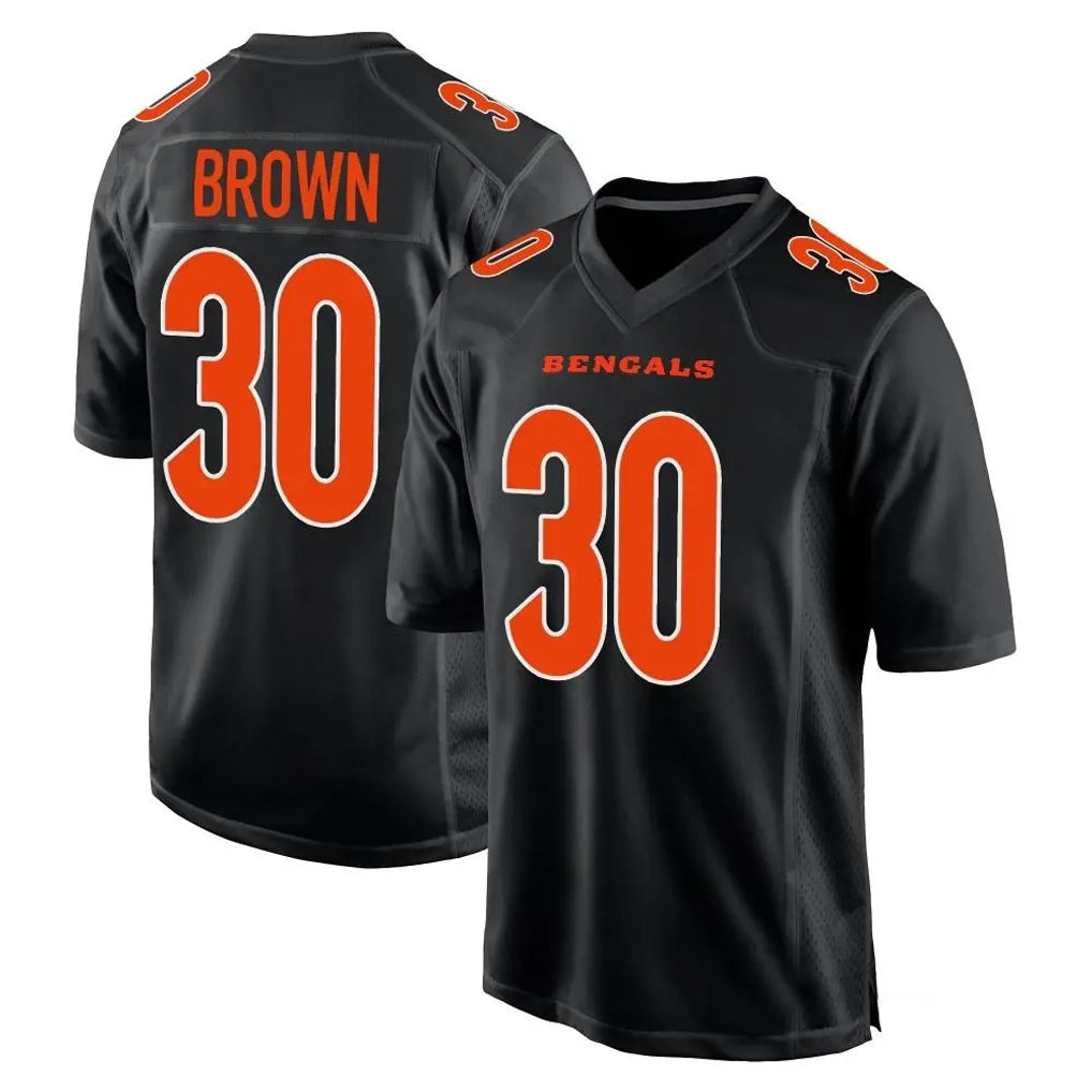 C.Bengals #30 Chase Brown Player Black Fashion Game Qdoa Stitched Jerseys