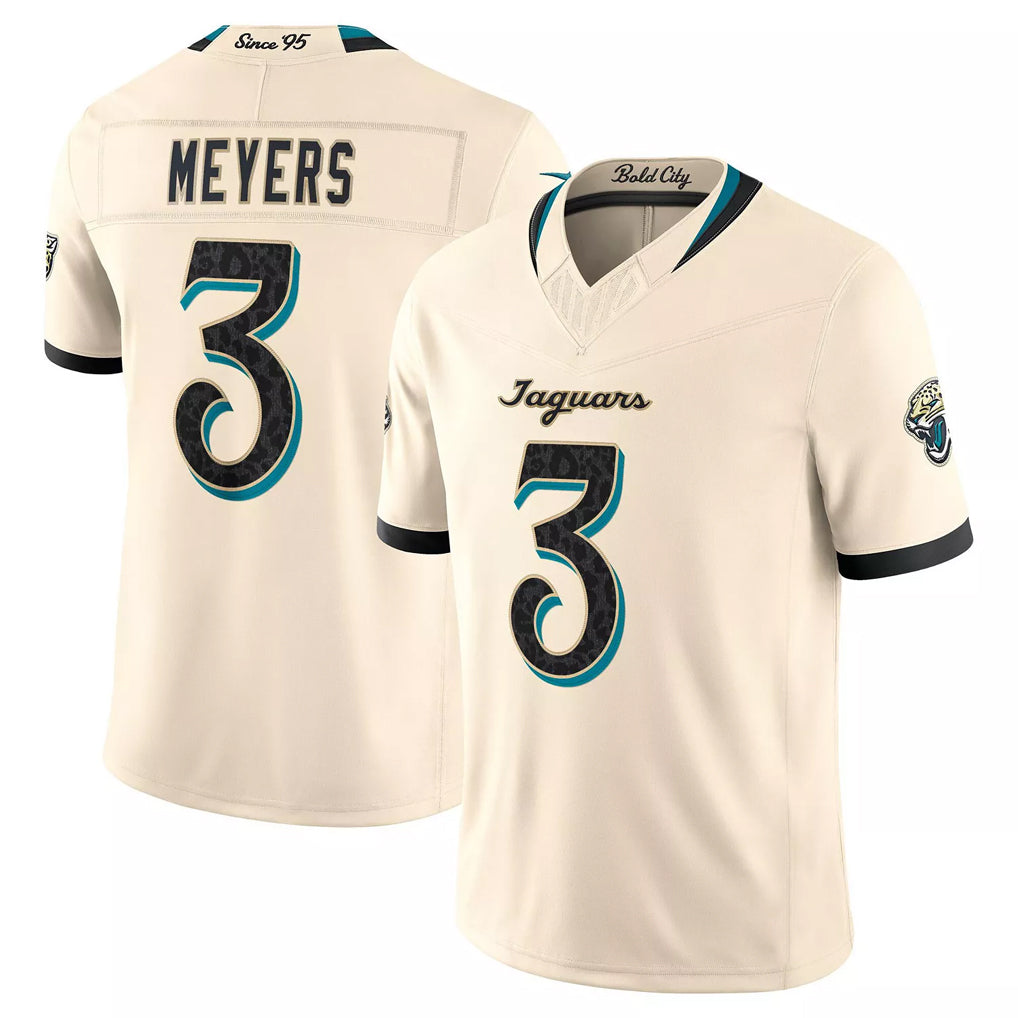 J.Jaguars #3 Jakobi Meyers Player Natural Limited 2026 Rivalries Collection Game Qdoa Stitched Jerseys