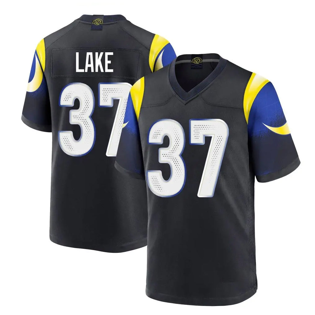 LA.Rams #37 Quentin Lake Player Black Midnight Rivalries Collection Home Game Qdoa Stitched Jerseys