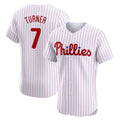 P.Phillies #7 Trea Turner Player White Pinstripe Phillies & Eagles Vapor Premier Limited Elite Qdoa Stitched Jerseys