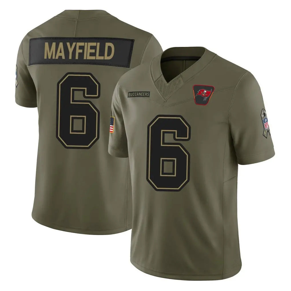 TB.Buccaneers #6 Baker Mayfield Player Olive 2025 Salute To Service Limited Home Game Qdoa Stitched Jerseys