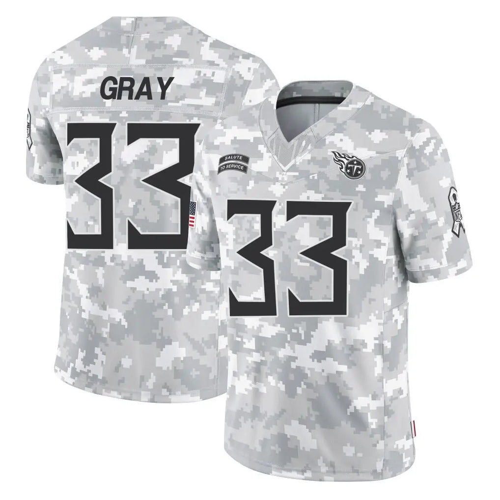 T.Titans #33 Cedric Gray Player Arctic Camo Limited Salute to Service Home Game Qdoa Stitched Jerseys