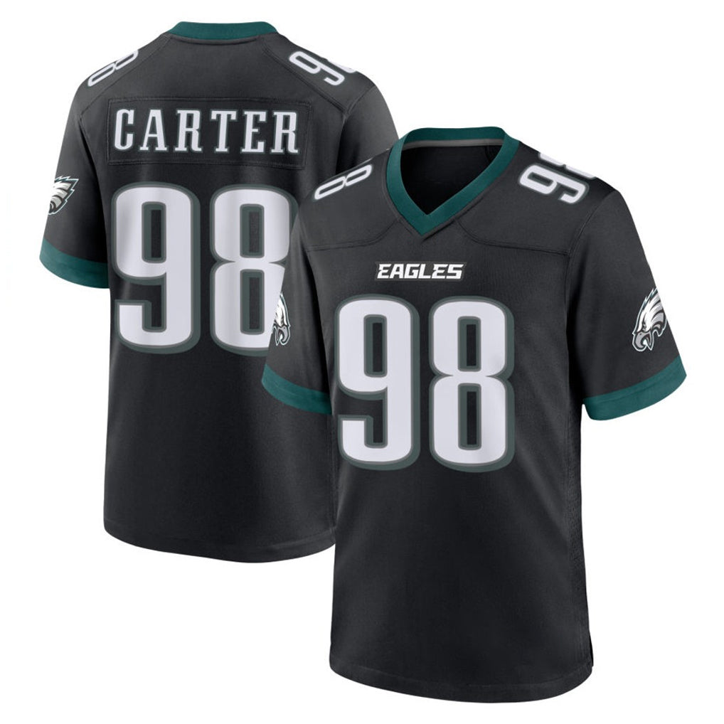 P.Eagles #98 Jalen Carter Player Black Game Home Qdoa Stitched Jerseys