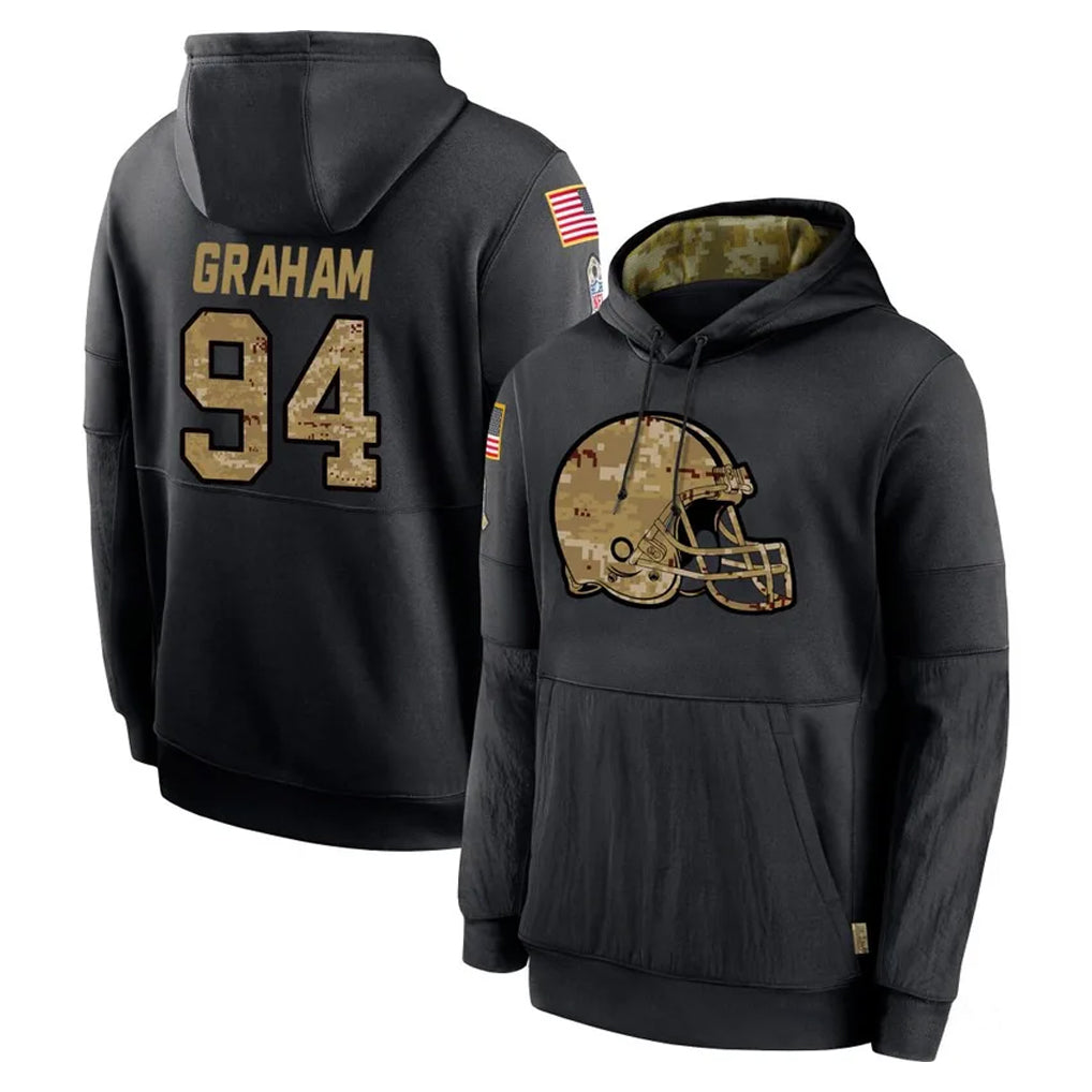 C.Browns #94 Mason Graham Player Black Salute to Service Pullover Hoodies Limited Qdoa Stitched Jerseys