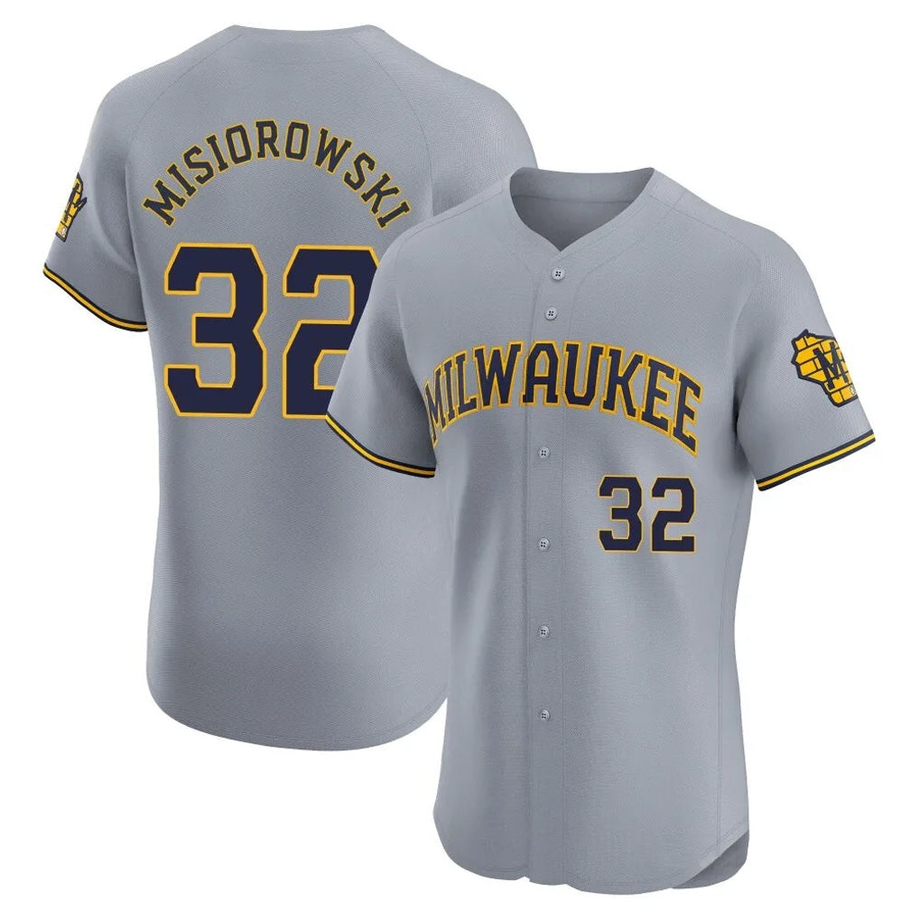 M.Brewers #32 Jacob Misiorowski Player Gray Home Limited Elite Qdoa Stitched Jerseys
