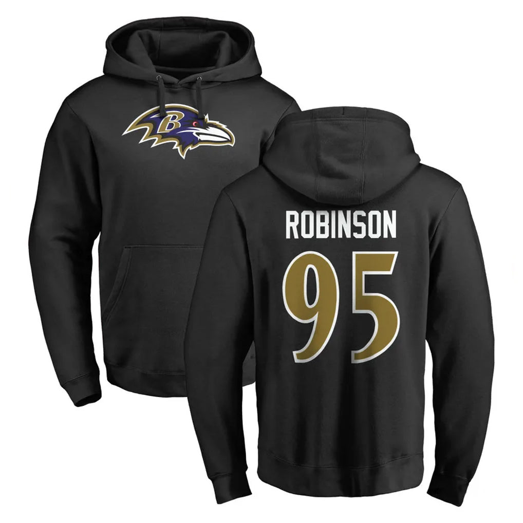 B.Ravens #95 Tavius Robinson Player Black Pullover Hoodie Qdoa Stitched Jerseys