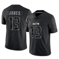 S.Seahawks #13 Ernest Jones IV Player Black Limited Reflective Home Game Qdoa Stitched Jerseys