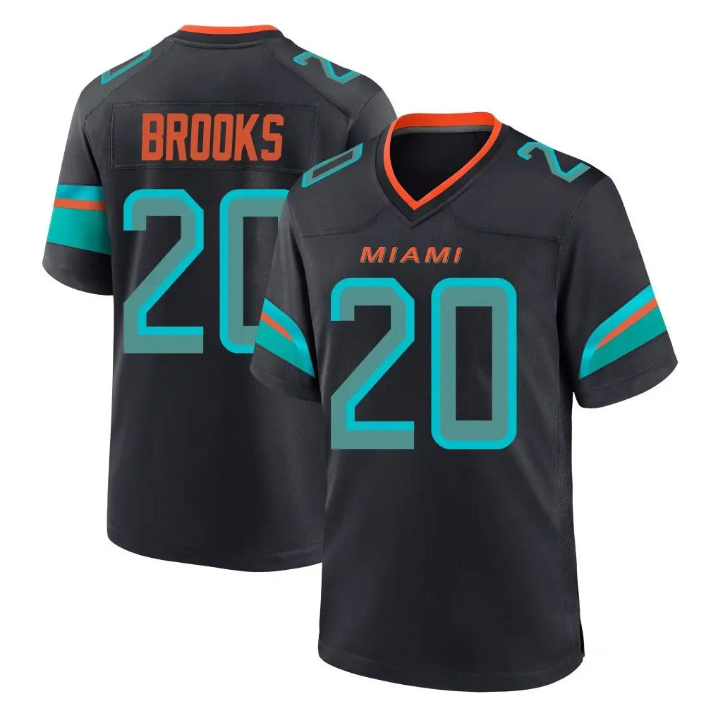 M.Dolphins #20 Jordyn Brooks Player Black Pitch Rivalries Collection Home Game Qdoa Stitched Jerseys
