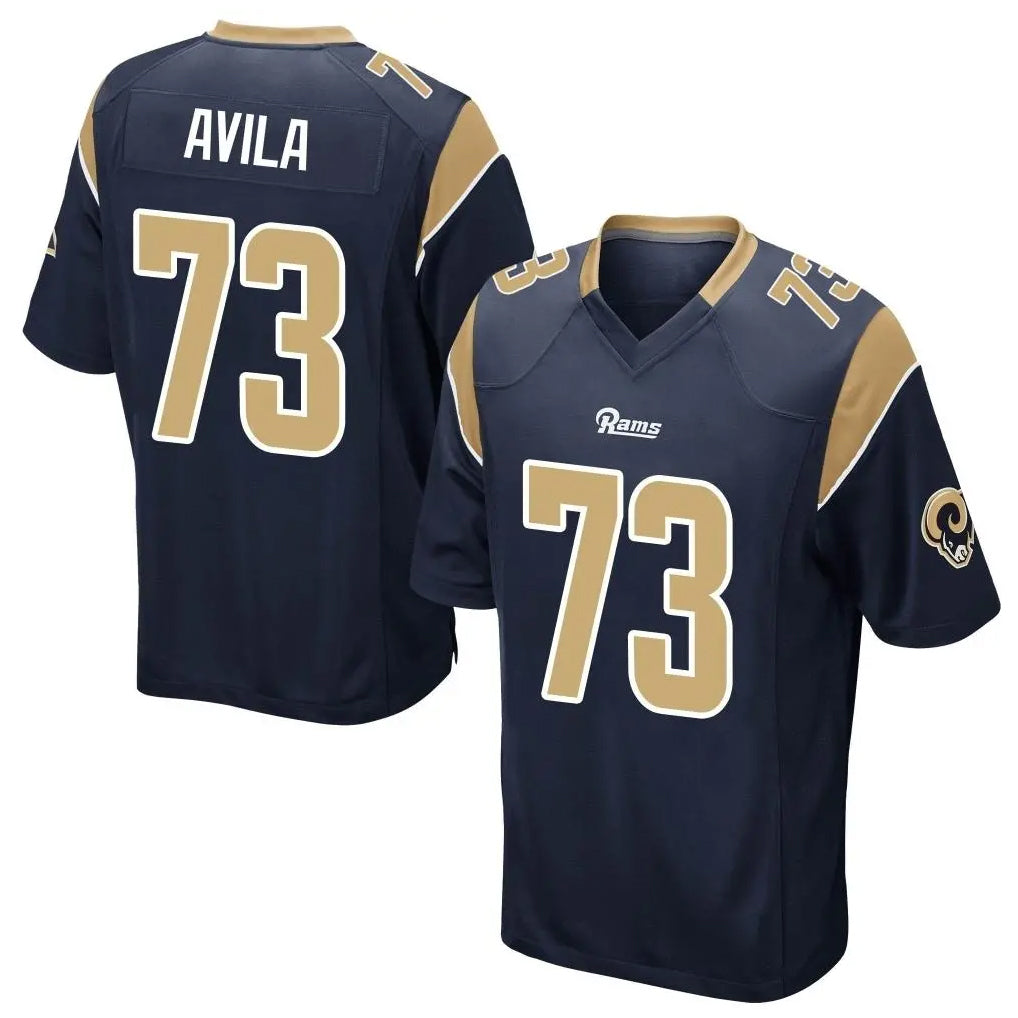 LA.Rams #73 Steve Avila Player Navy Home Game Qdoa Stitched Jerseys
