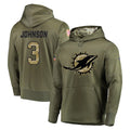 M.Dolphins #3 Chris Johnson Player Olive Salute to Service Pullover Hoodies Home Game Qdoa Stitched Jerseys