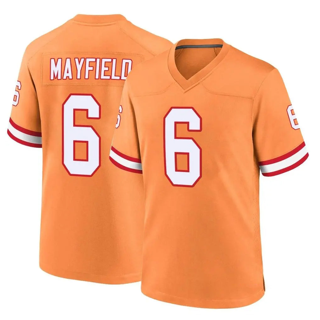 TB.Buccaneers #6 Baker Mayfield Player Orange Throwback Home Game Qdoa Stitched Jerseys