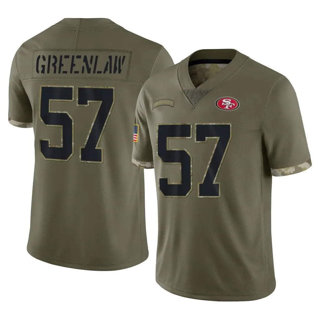 SF.49ers #57 Dre Greenlaw Player Olive Limited Salute To Service Home Game Qdoa Stitched Jerseys