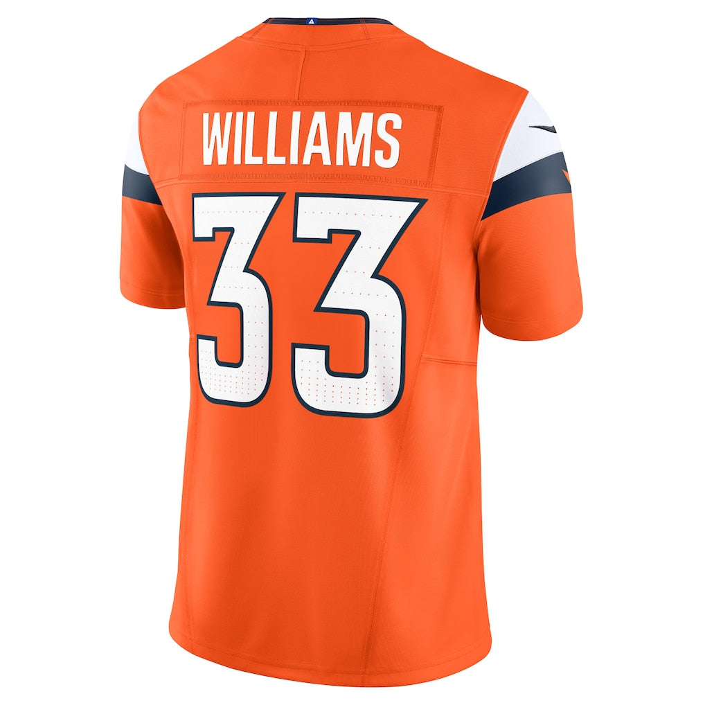 Qdoa D.Broncos #33 Javonte Williams Orange Mile High Collection Vapor F.U.S.E. Limited Jersey