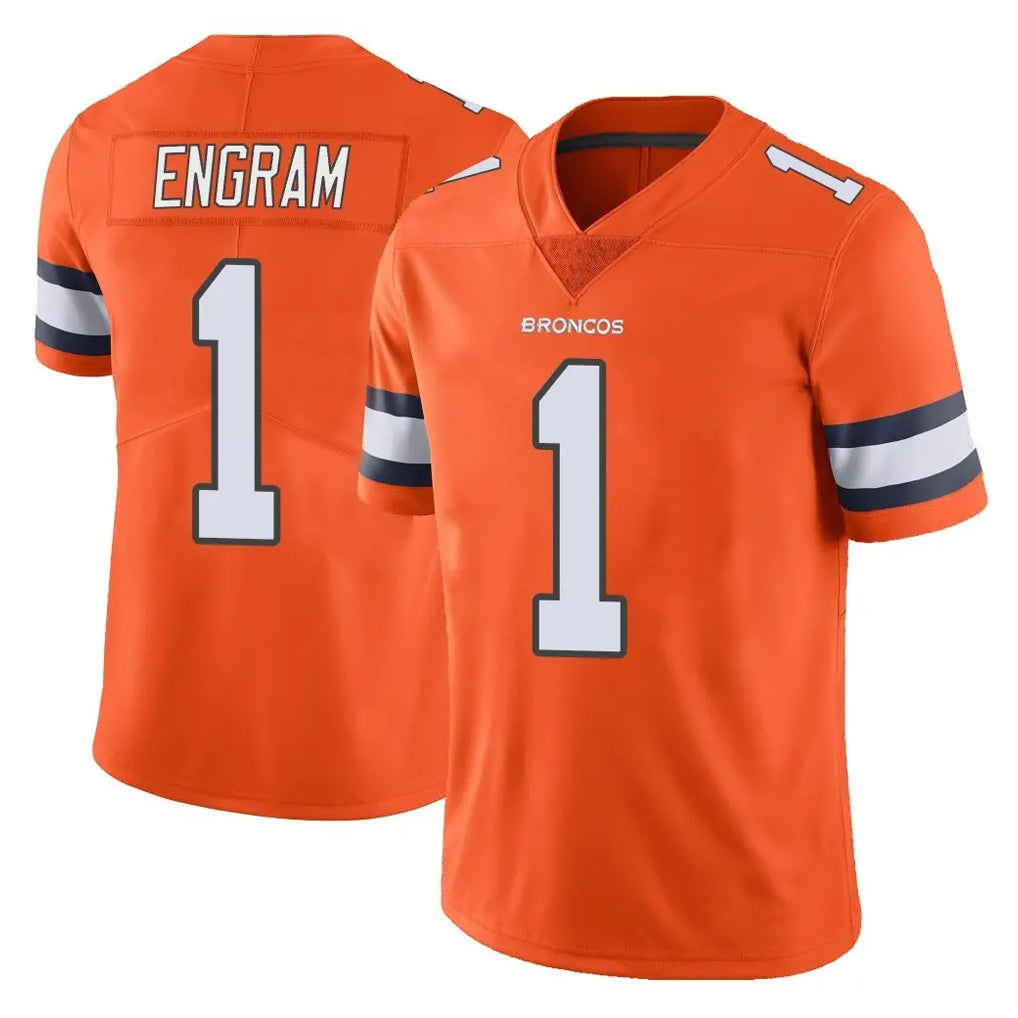 D.Broncos #1 Evan Engram Player Orange Vapor Untouchable Limited Home Game Qdoa Stitched Jerseys