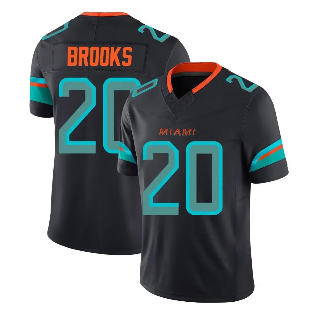 M.Dolphins #20 Jordyn Brooks Player Black Limited Pitch Rivalries Collection Home Game Qdoa Stitched Jerseys