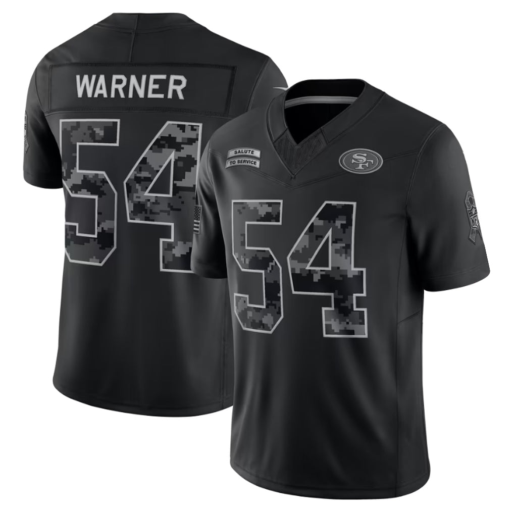 Qdoa SF.49ers #54 Fred Warner Player Black Limited 2026 Salute to Service Home Game Stitched Jerseys
