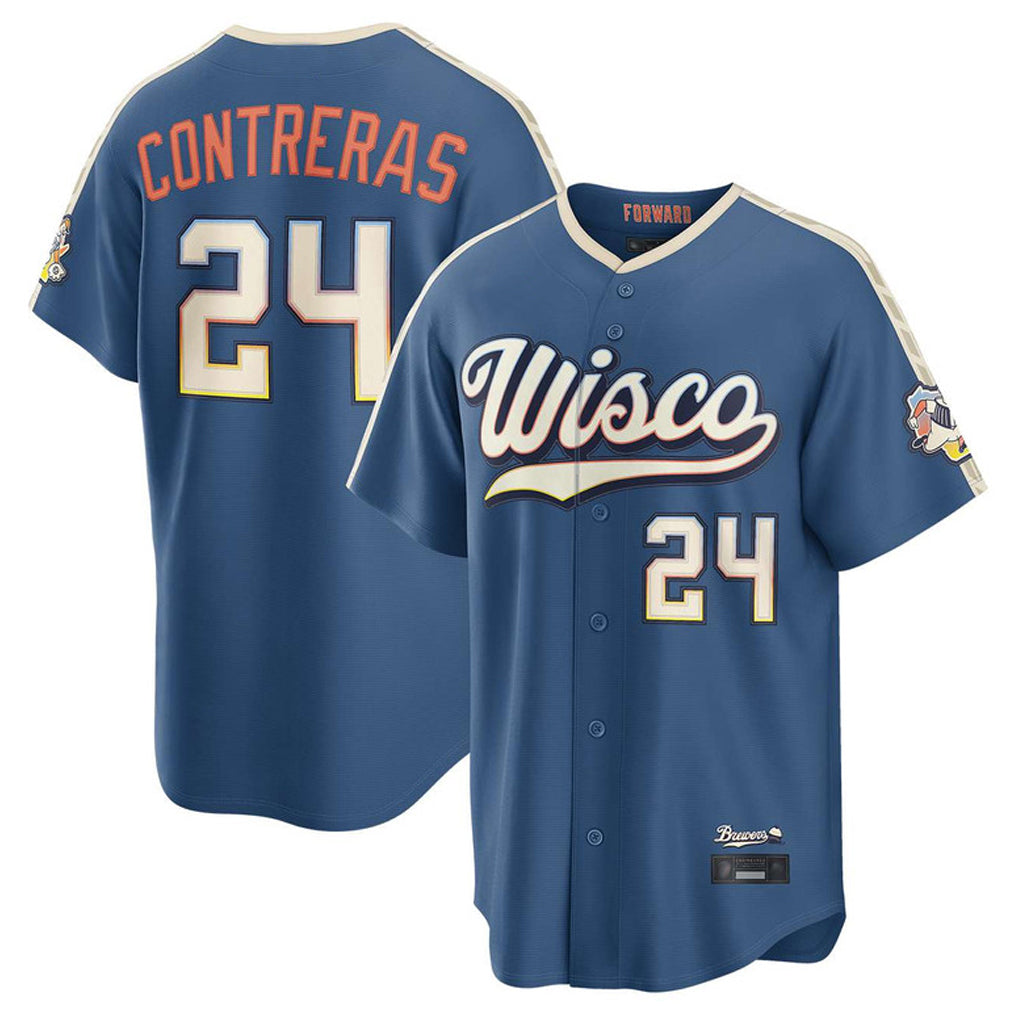 M.Brewers #24 William Contreras Player Blue 2026 City Connect Home Game Qdoa Stitched Jerseys