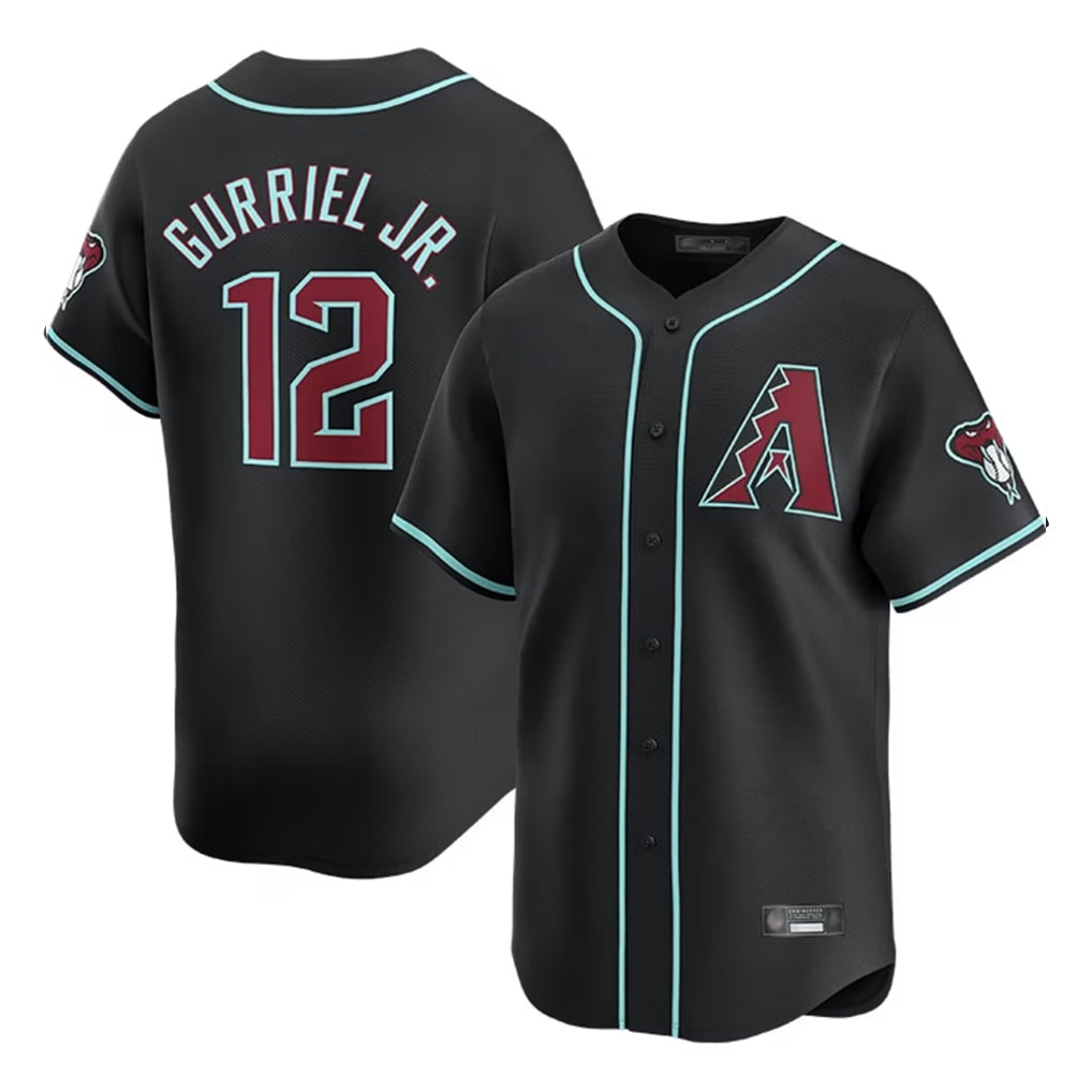 A.Diamondbacks #12 Lourdes Gurriel Jr Player Black Limited Home Game Qdoa Stitched Jerseys