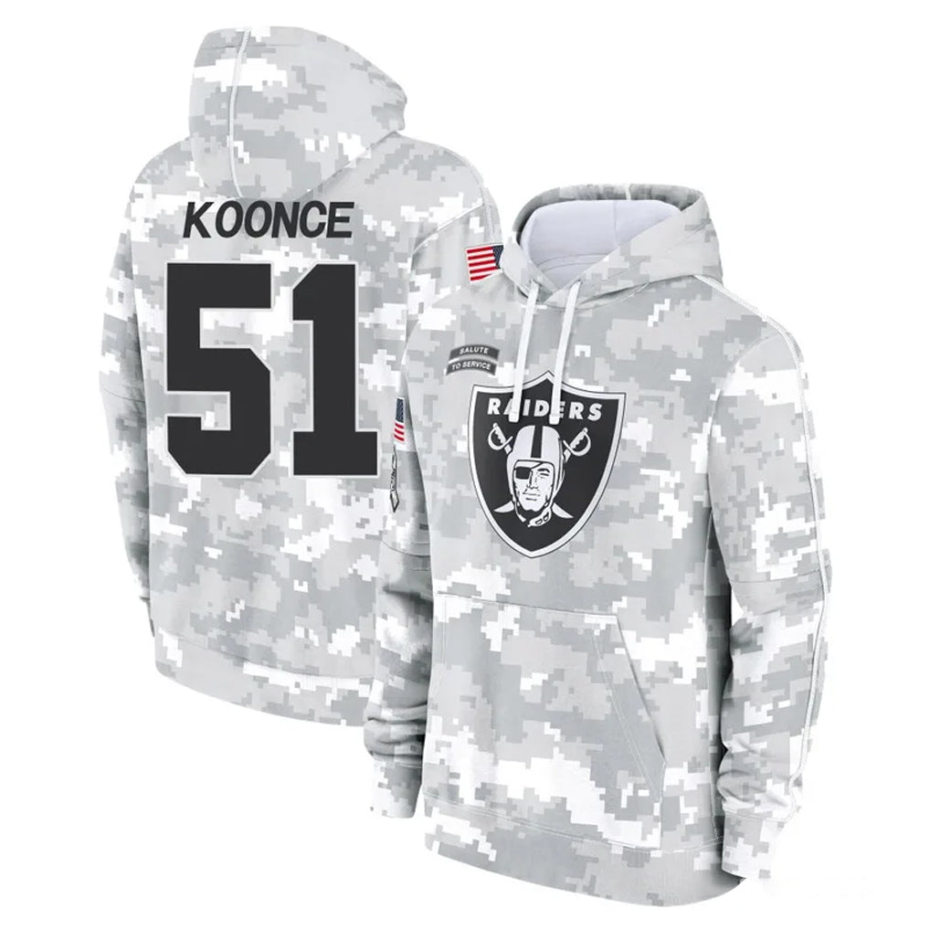 LV.Raiders #51 Malcolm Koonce Player Arctic Camo Salute to Service Hoodies Limited Game Qdoa Stitched Jerseys