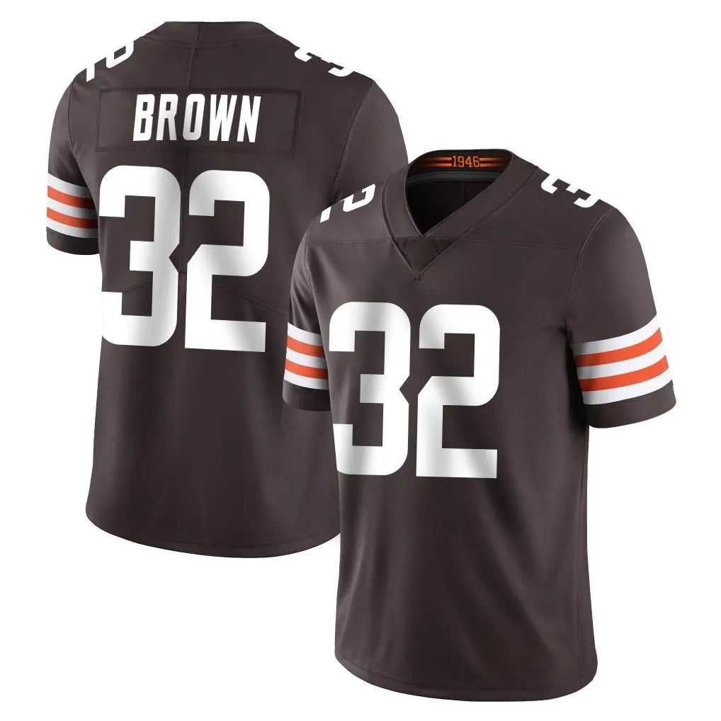 C.Browns #32 Jim Brown Player Brown Color Vapor Untouchable Limited Home Game Qdoa Stitched Jerseys