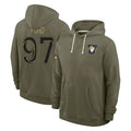 LA.Rams #97 Poona Ford Player Olive Salute to Service Pullover Hoodies Limited Qdoa Stitched Jerseys