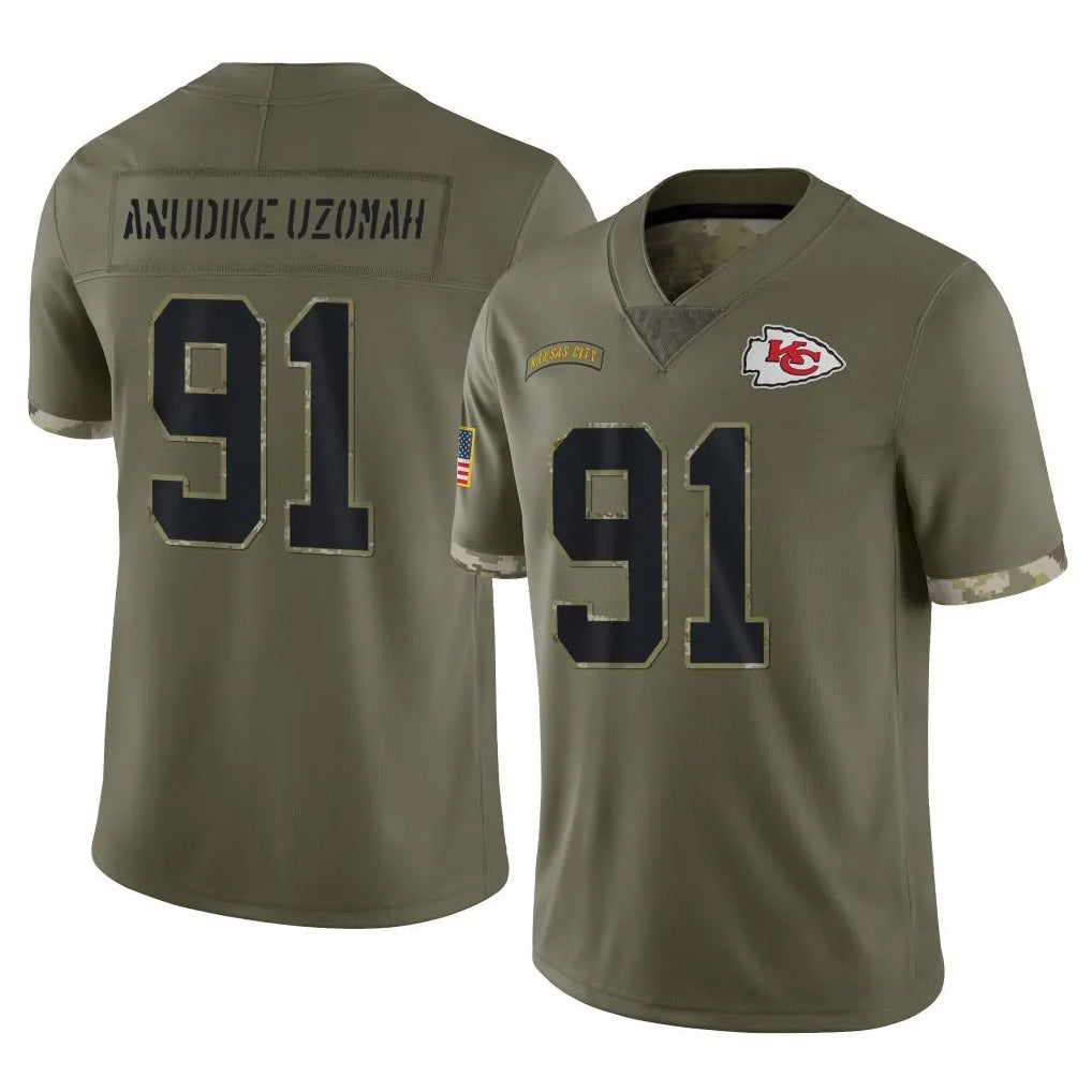 KC.Chiefs #91 Felix Anudike-Uzomah Player Olive Salute To Service Limited Stitched Jerseys