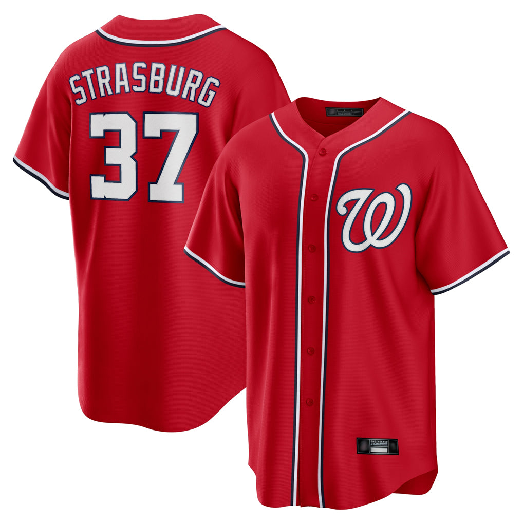 W.Nationals #37 Stephen Strasburg Player Red Alternate Replica Player Game Qdoa Stitched Jerseys