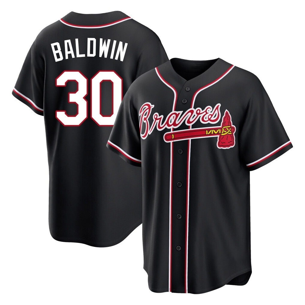 A.Braves #30 Drake Baldwin Player Black Fashion Out Game Qdoa Stitched Jerseys