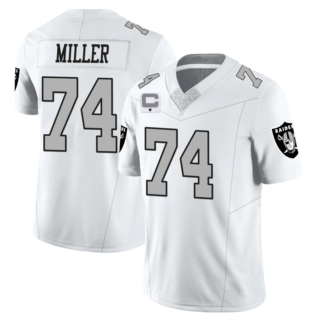 LV.Raiders #74 Kolton Miller Player White Vapor Limited Home Game Qdoa Stitched Jerseys