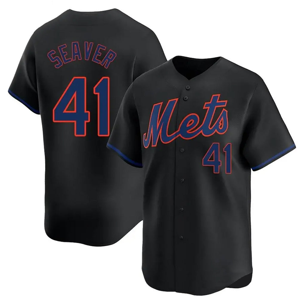 NY.Mets #41 Tom Seaver Player Black Alternate Home Limited Qdoa Stitched Jerseys