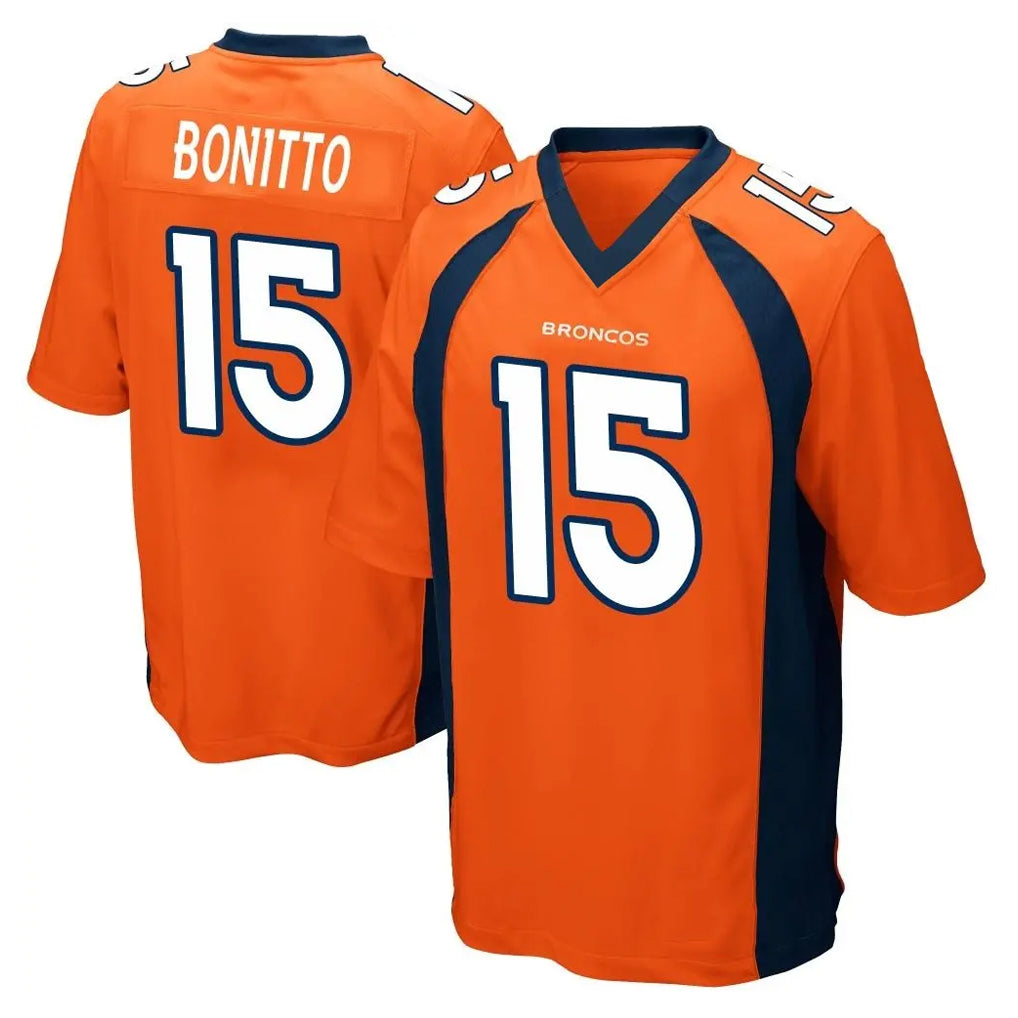 D.Broncos #15 Nik Bonitto Player Orange Color Home Game Qdoa Stitched Jerseys