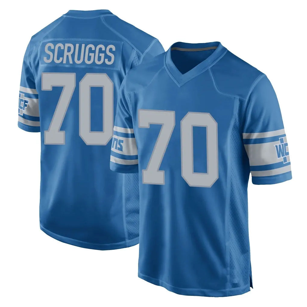 D.Lions #70 Juice Scruggs Player Blue Vapor Untouchable Throwback Game Qdoa Stitched Jerseys